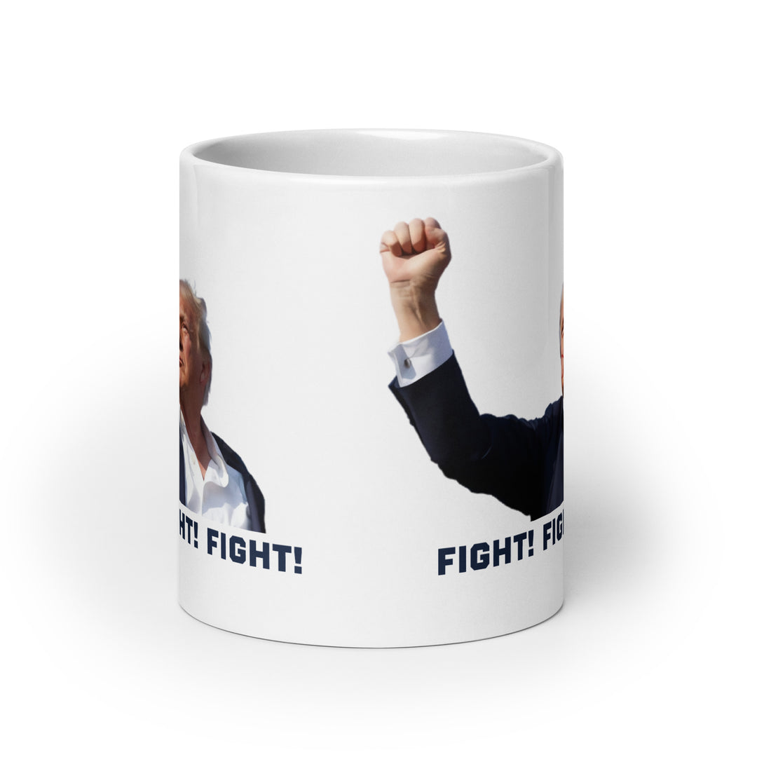 Donald Trump White Coffee Mug, Trump Fighting Fist, Trump Shooting, Donald Trump Shot, Trump Rally Shooting, Fight Fight Fight