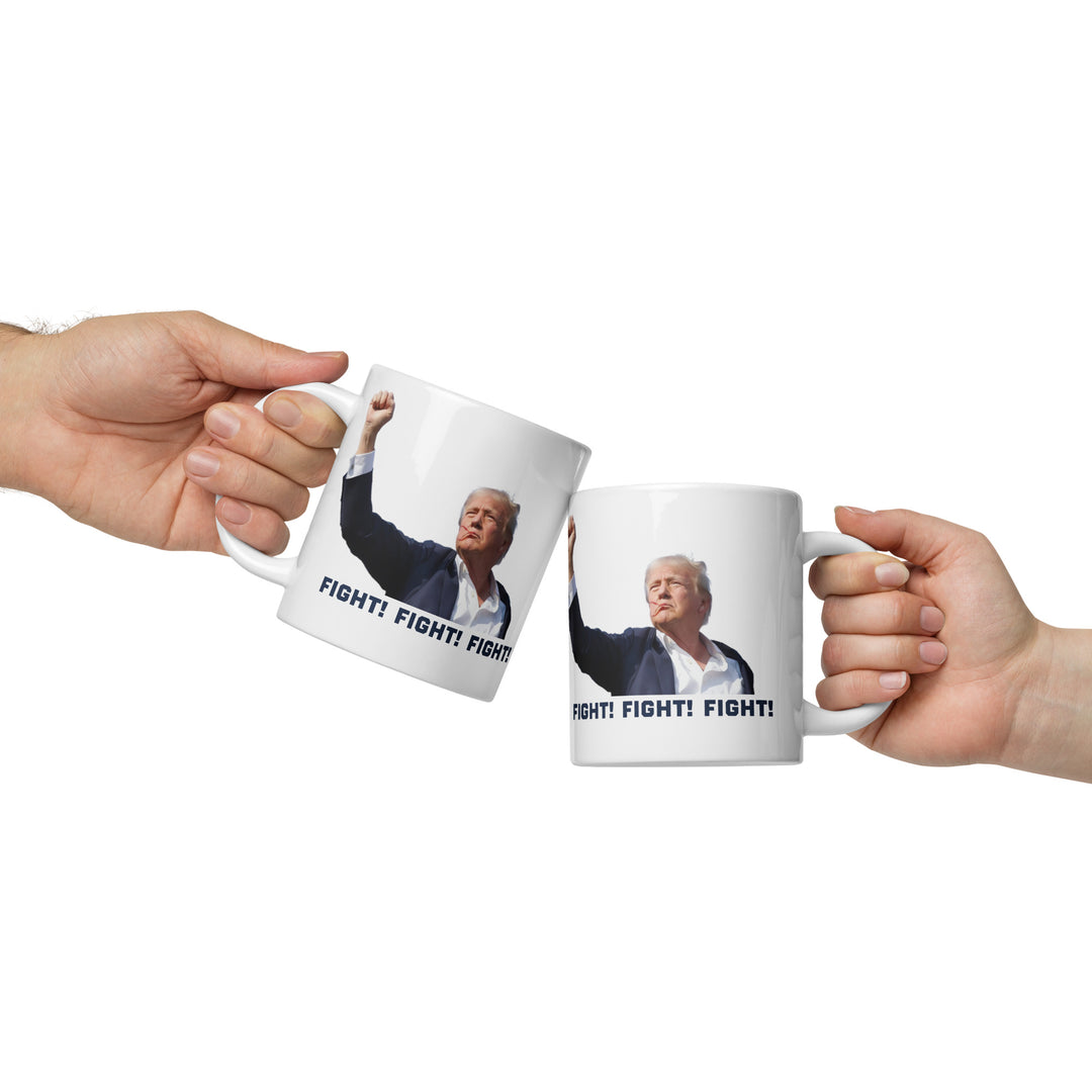 Donald Trump White Coffee Mug, Trump Fighting Fist, Trump Shooting, Donald Trump Shot, Trump Rally Shooting, Fight Fight Fight