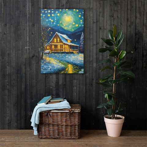 Van Gogh Wall Art, Starry Night Wall Art, Cabin Wall Art, Night Sky Wall Art Poster Canvas Picture Printing Decoration Living Room Bedroom