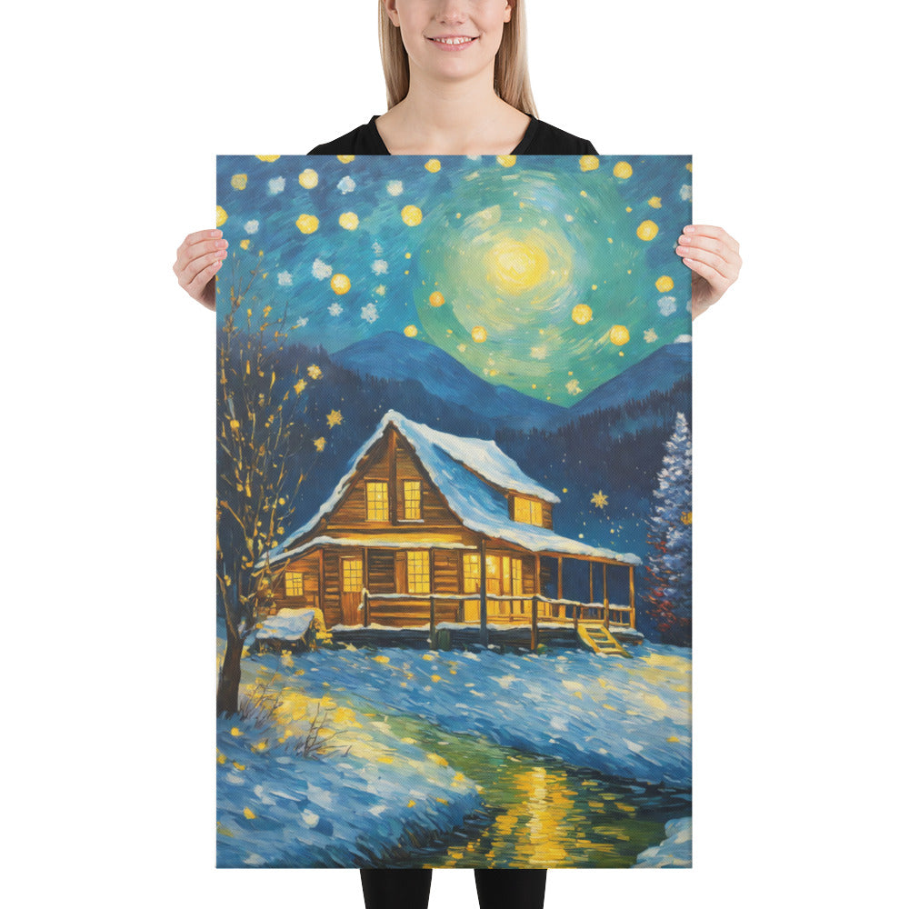 Vintage Van Gogh Wall Art, Starry Night Wall Art, Cabin Wall Art, Night Sky Wall Art Poster Canvas Picture Printing Decoration Living Room Bedroom