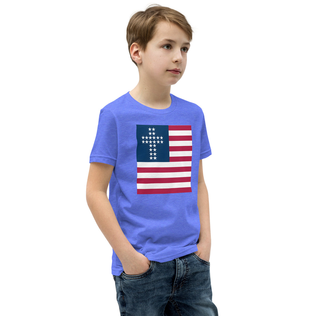 Camiseta juvenil con bandera cristiana americana