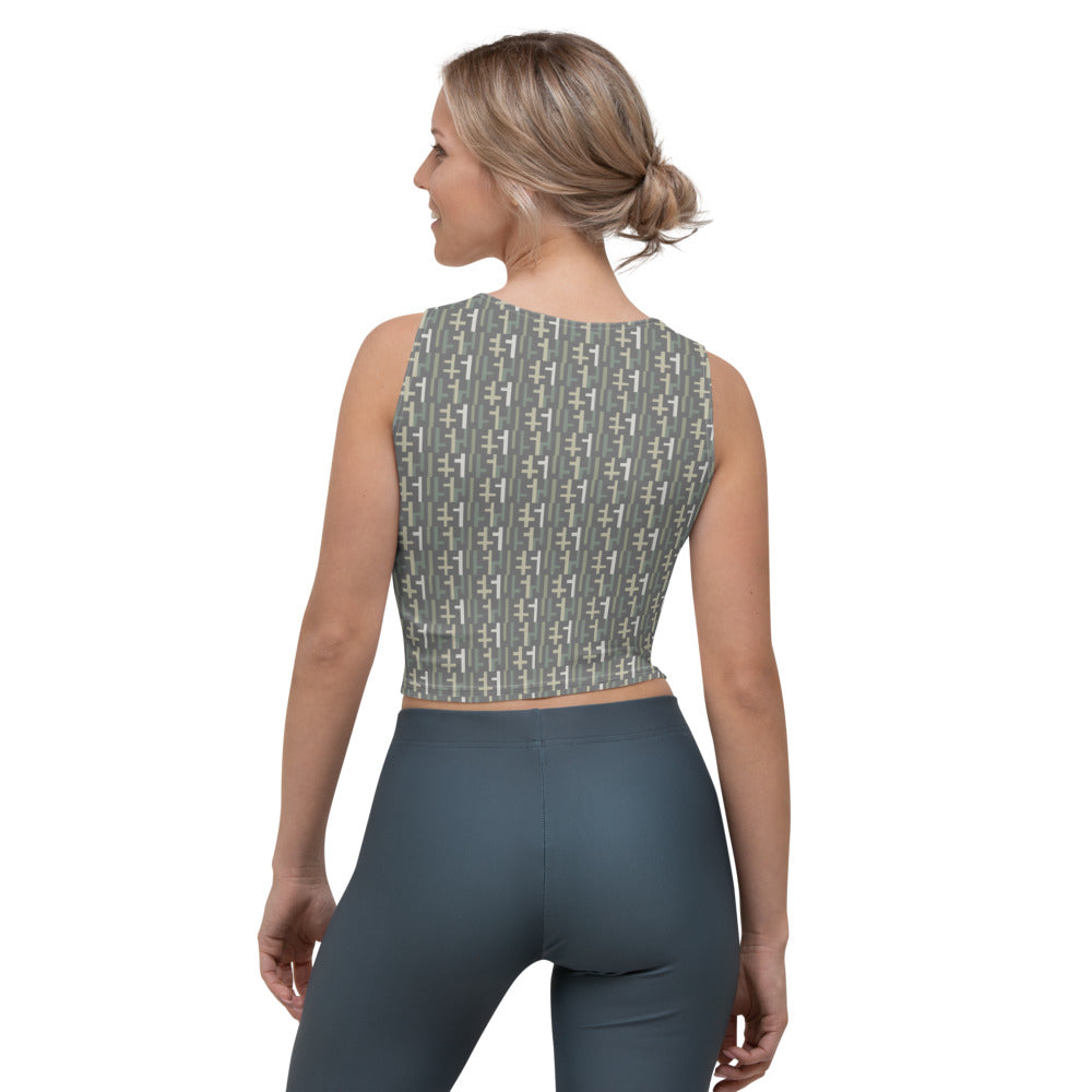 Top curto feminino JESUS ​​- cinza camuflado INFINITY