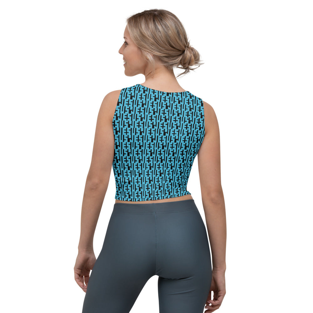 Top curto feminino JESUS ​​- azul e preto INFINITY