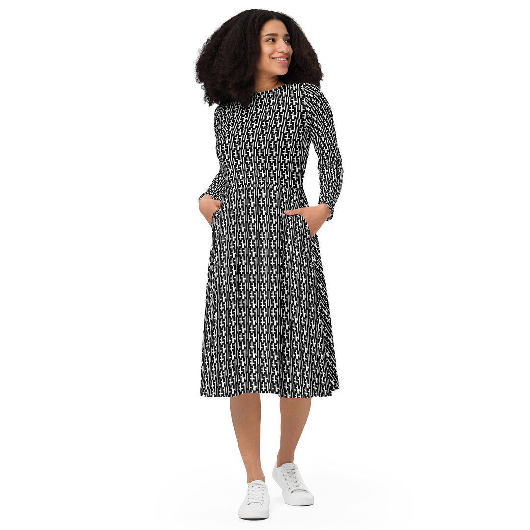 Vestido midi JESUS ​​para mujer - Blanco y negro INFINITY 1.0