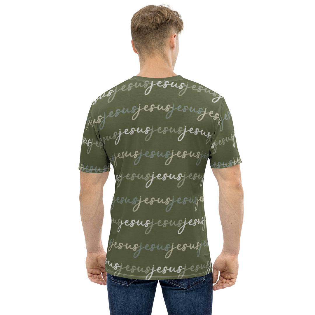 Mens JESUS T Shirt - Green Camo INK-FINITY