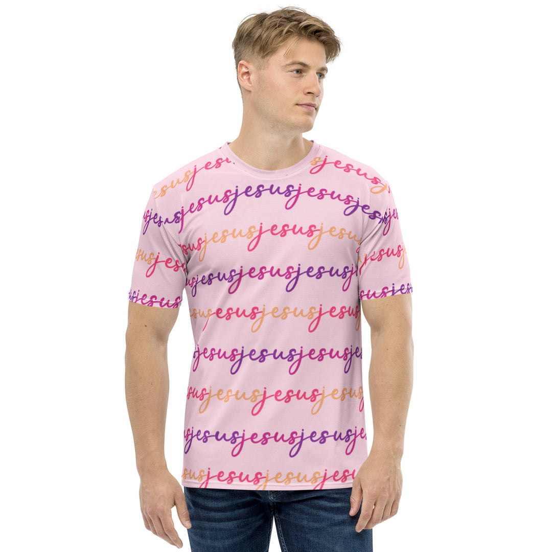 Men's JESUS T Shirt - Pink Sunrise INK-FINITY