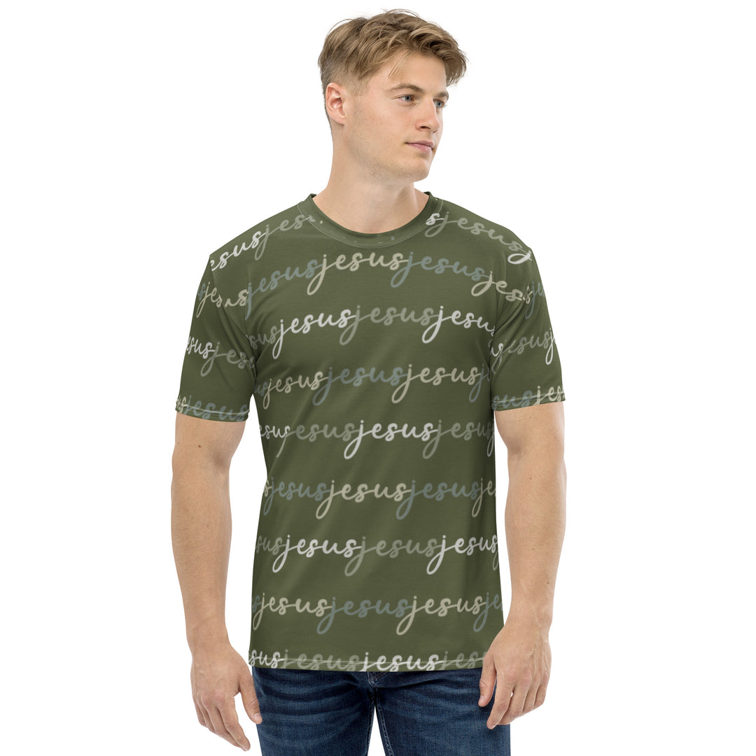 Mens JESUS T Shirt - Green Camo INK-FINITY