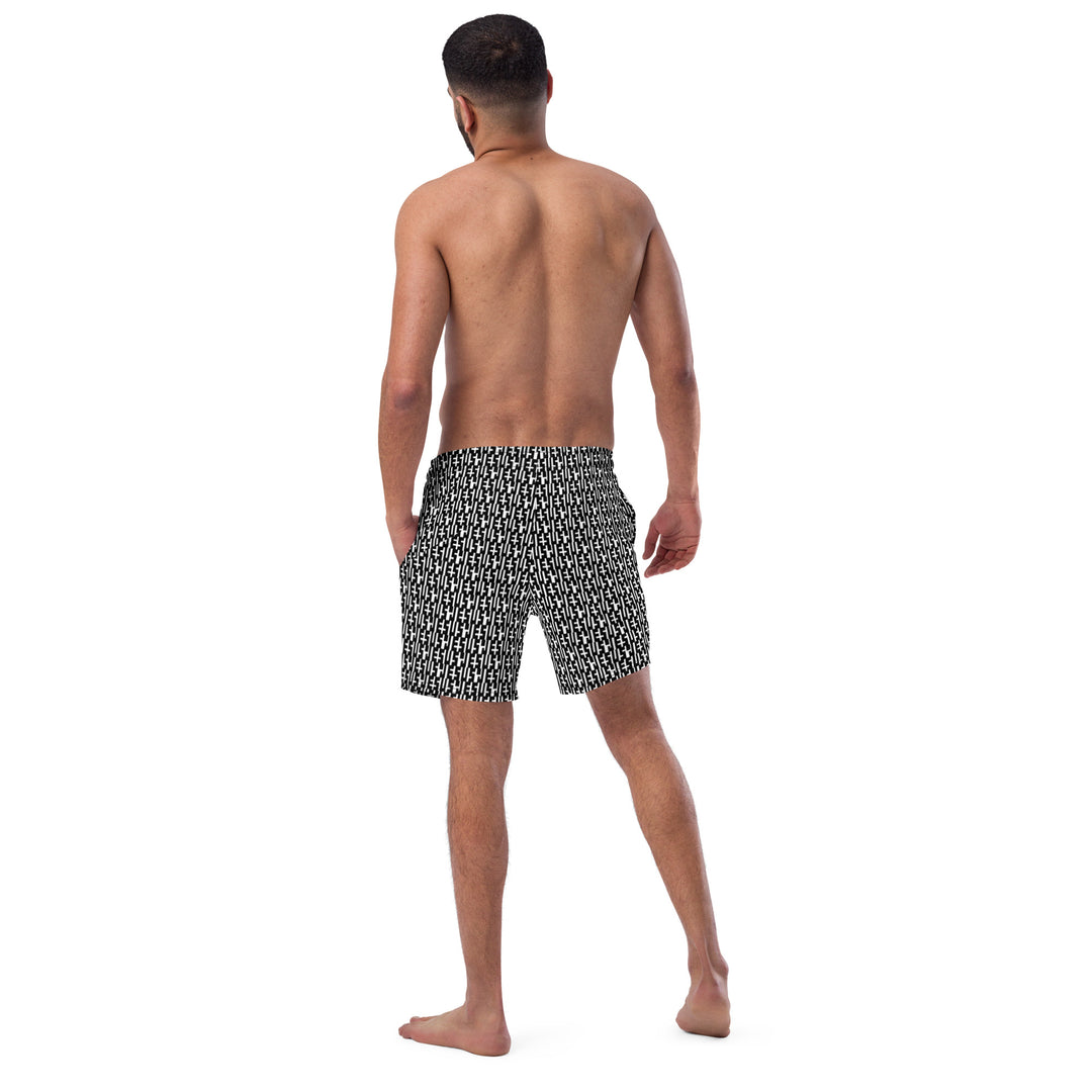 Mens JESUS Swim Trunks - Black & White INFINITY 1.0