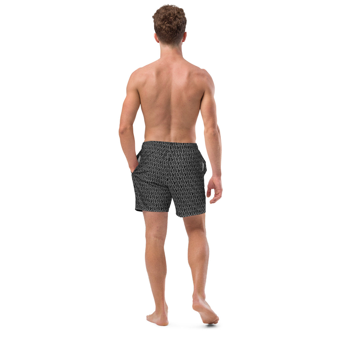 Mens JESUS Swim Trunks - Grey & Black INFINITY 1.0