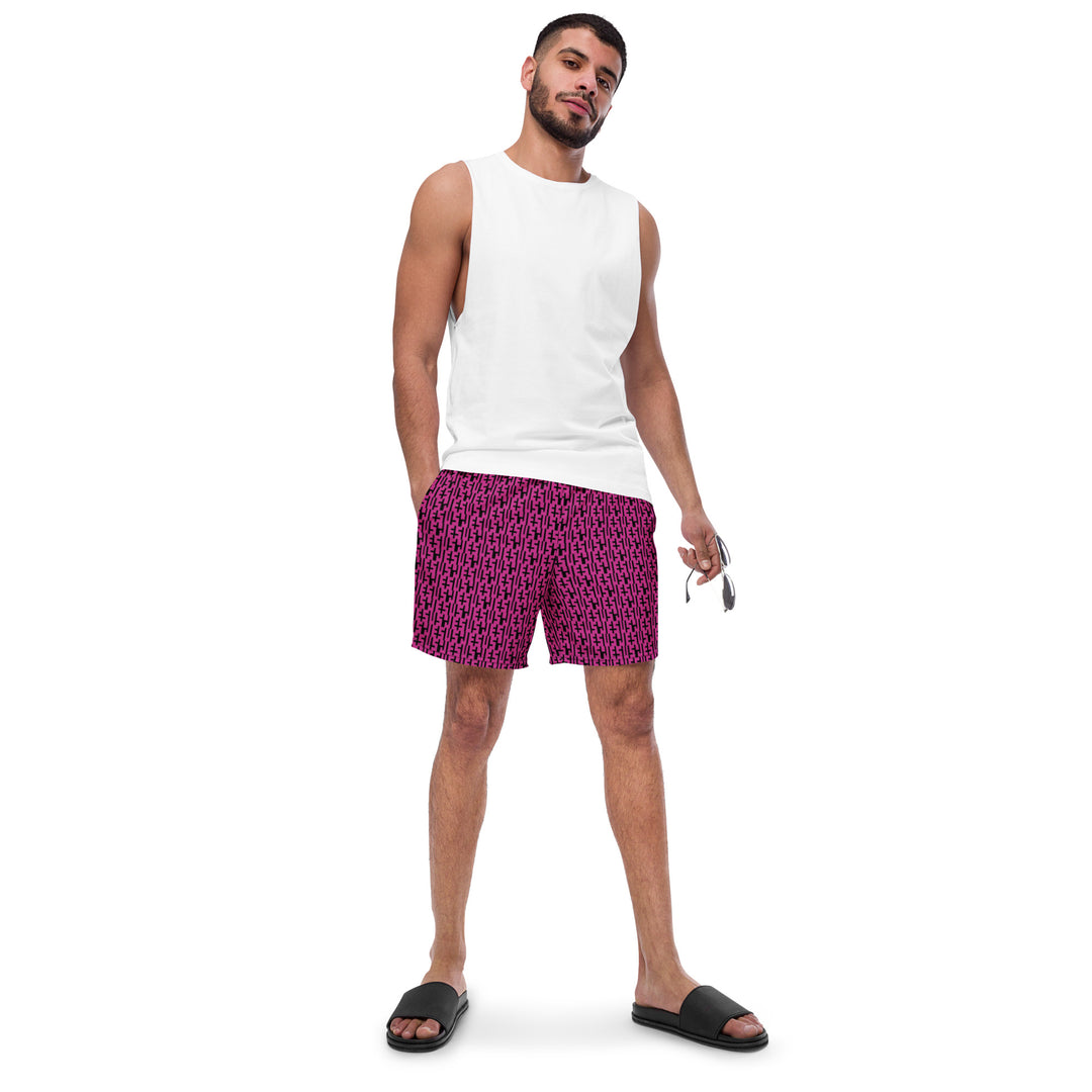 Mens JESUS Swim Trunks - Pink & Black INFINITY 1.0