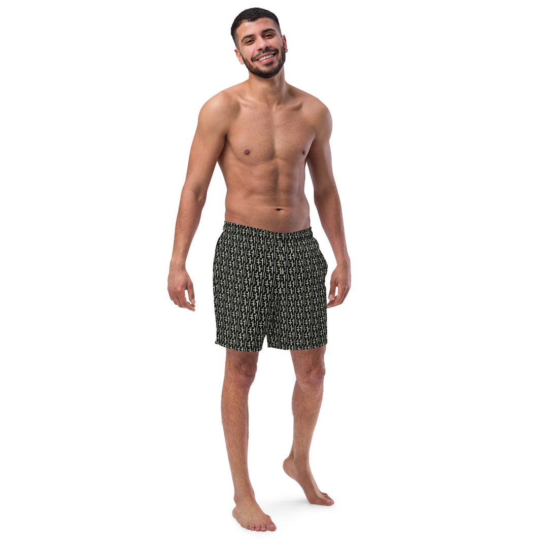 Mens JESUS Swim Trunks - Black Camo INFINITY 1.0