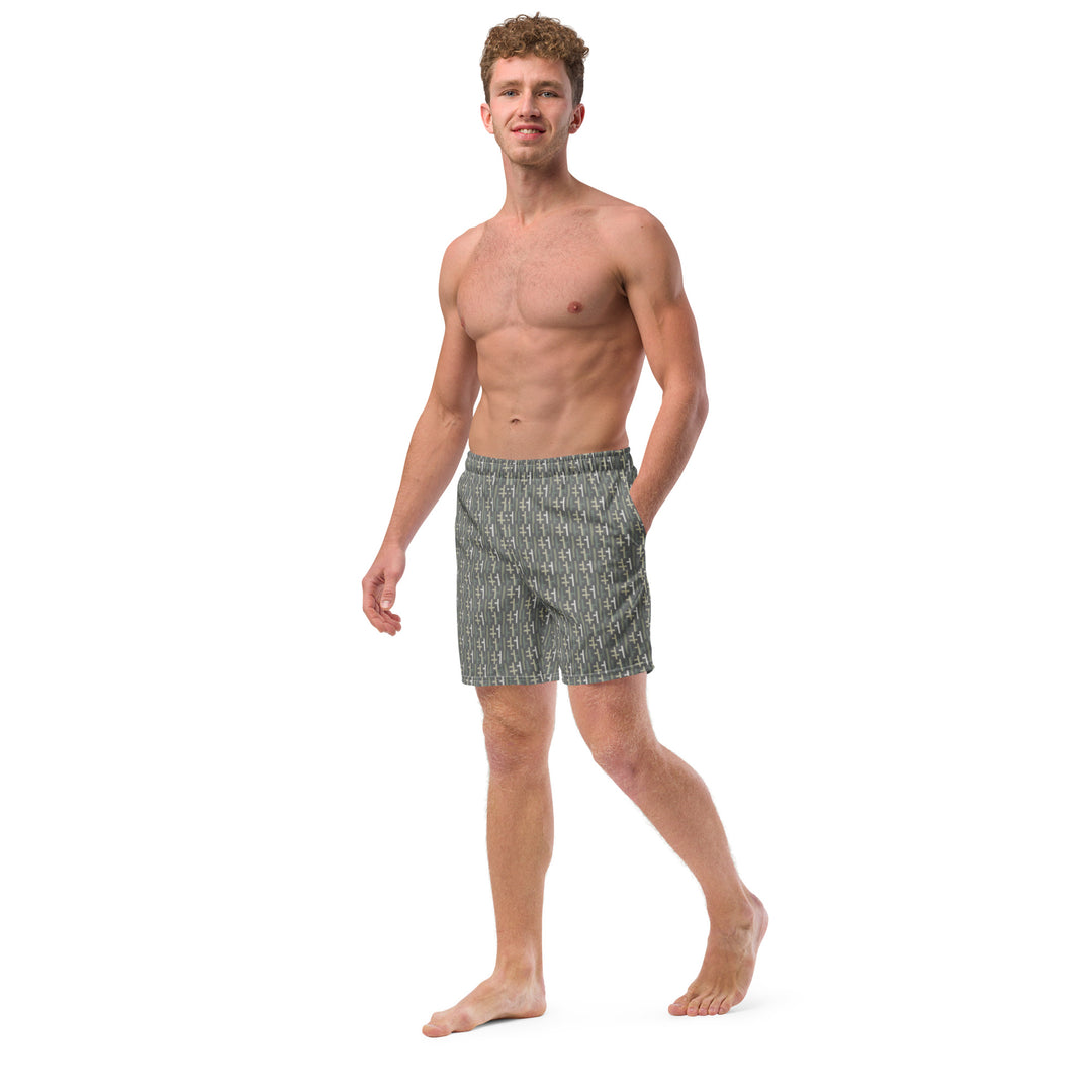 Mens JESUS Swim Trunks - Grey Camo INFINITY 1.0