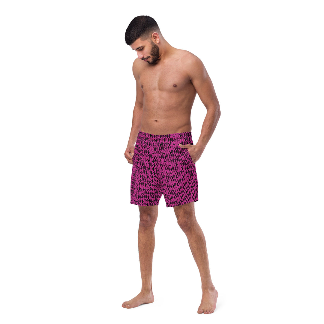 Mens JESUS Swim Trunks - Pink & Black INFINITY 1.0