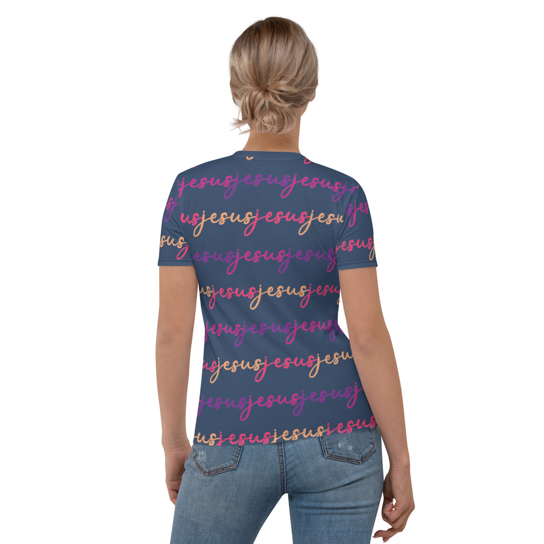 Womens JESUS T Shirt - Blue Sunset INK-FINITY