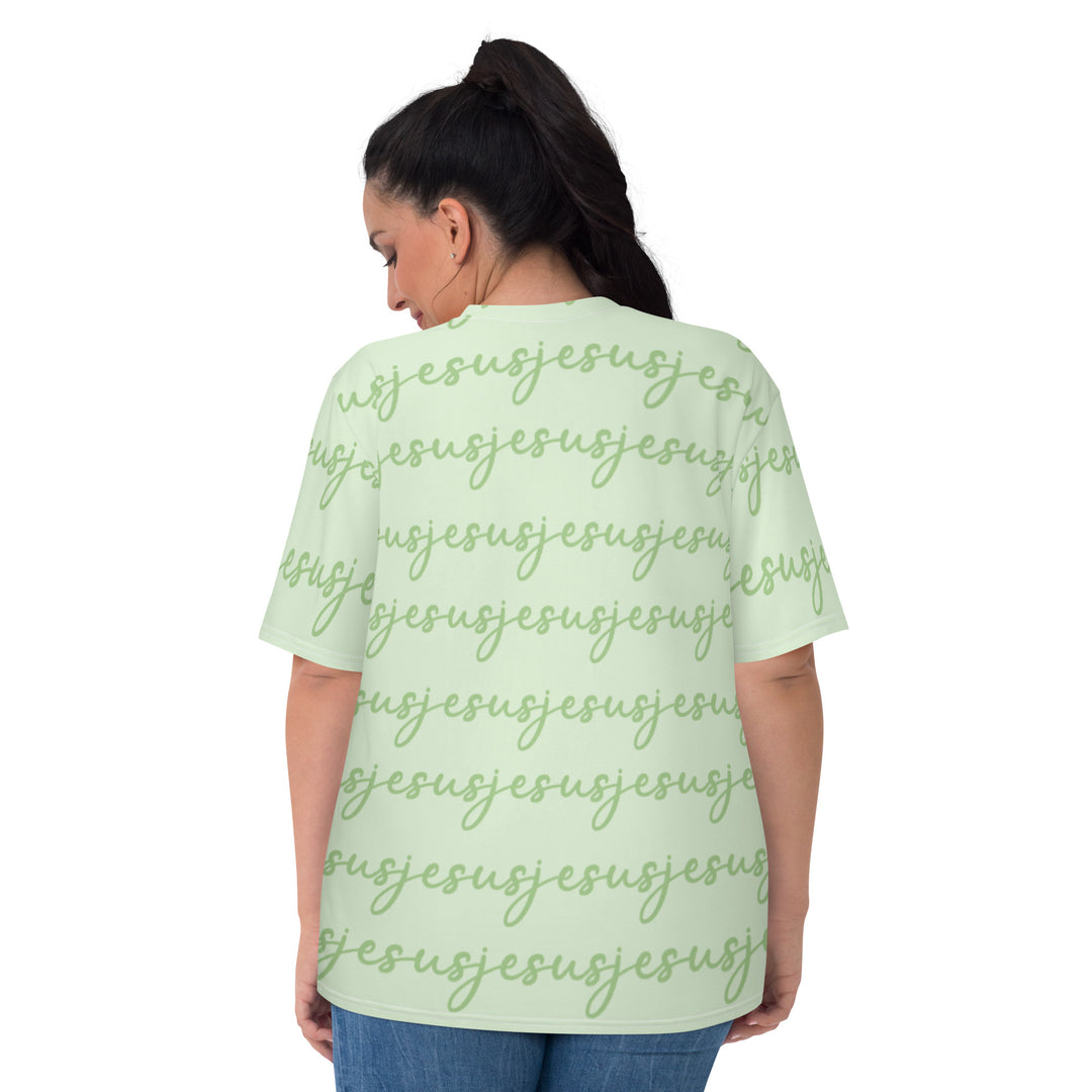 Womens JESUS T Shirt - Green INK-FINITY