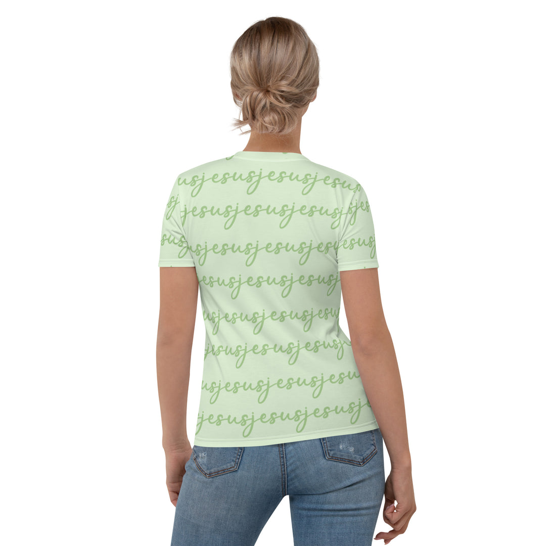 Womens JESUS T Shirt - Green INK-FINITY