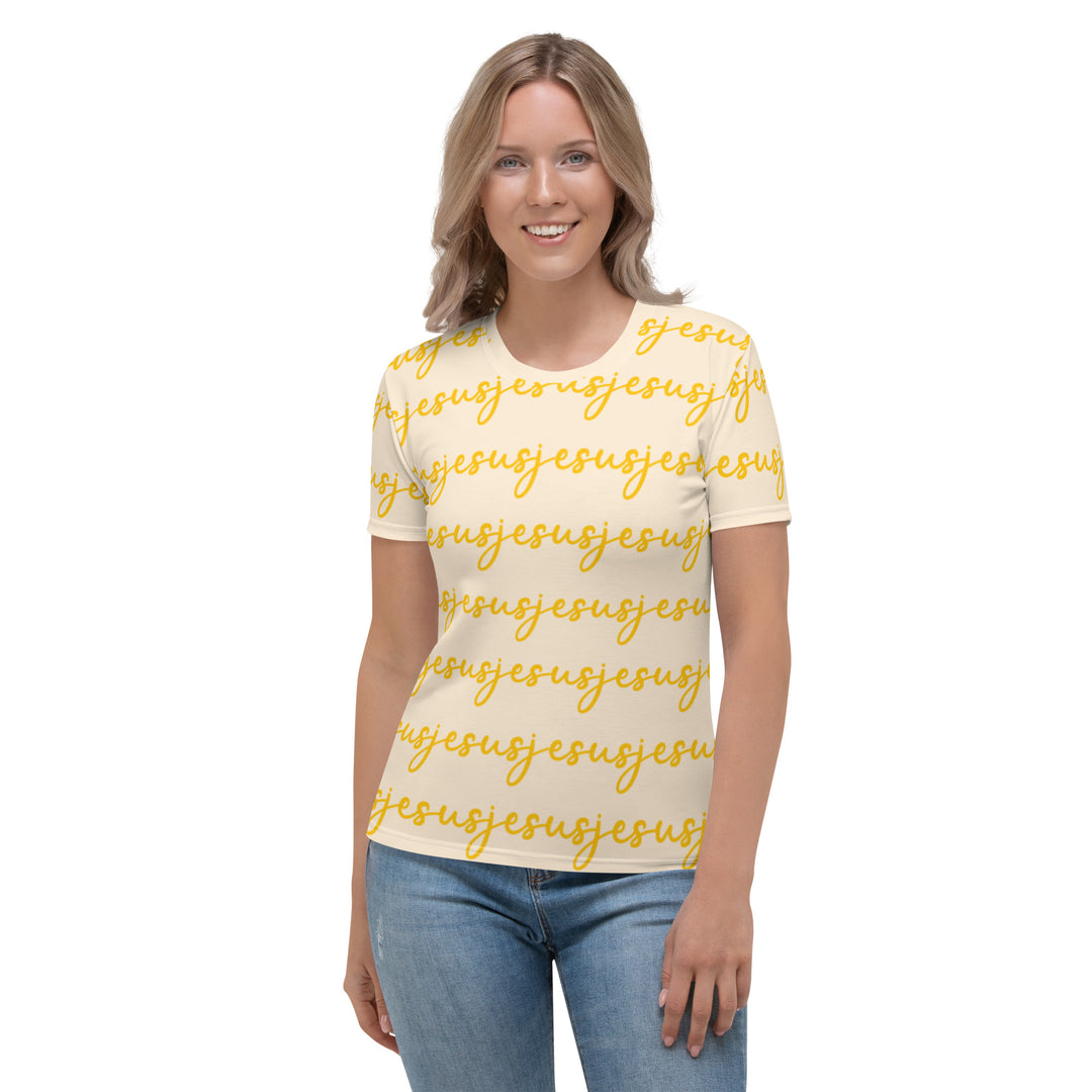 Womens JESUS T Shirt - Yellow INK-FINITY