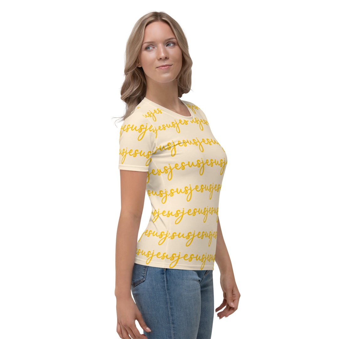 Womens JESUS T Shirt - Yellow INK-FINITY