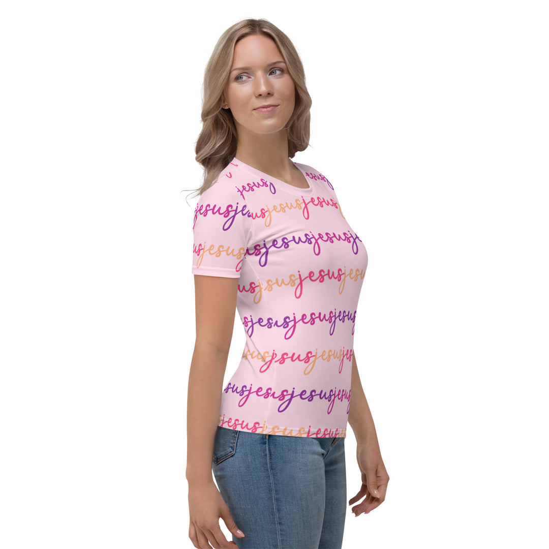 Womens JESUS T Shirt - Pink Sunrise INK-FINITY