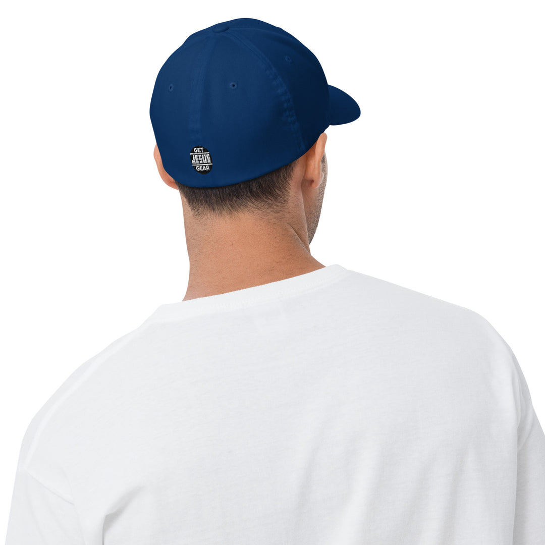 Royal Blue, Cross & Stripes Structured Cap, Christian Fitted Hat, USA Hats, Christian Baseball Cap, Back