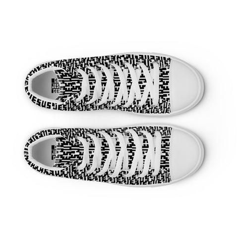 Mens JESUS High Top Canvas Shoes - Black & White INFINITY 1.0