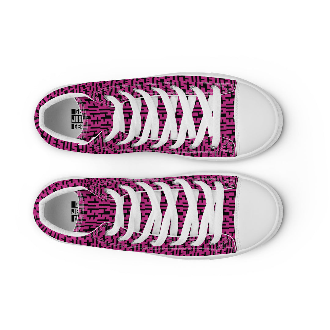 Mens JESUS High Top Canvas Shoes - Pink & Black INFINITY 1.0