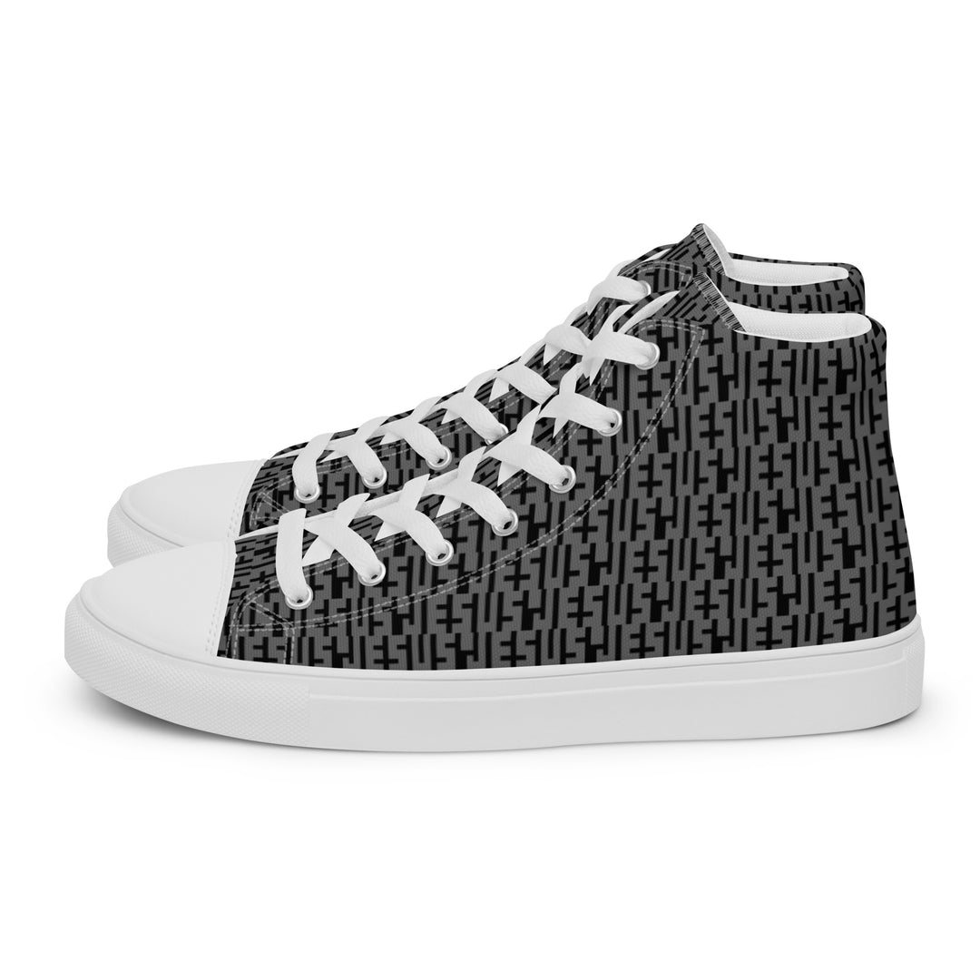 Mens JESUS High Top Canvas Shoes - Grey & Black INFINITY 1.0