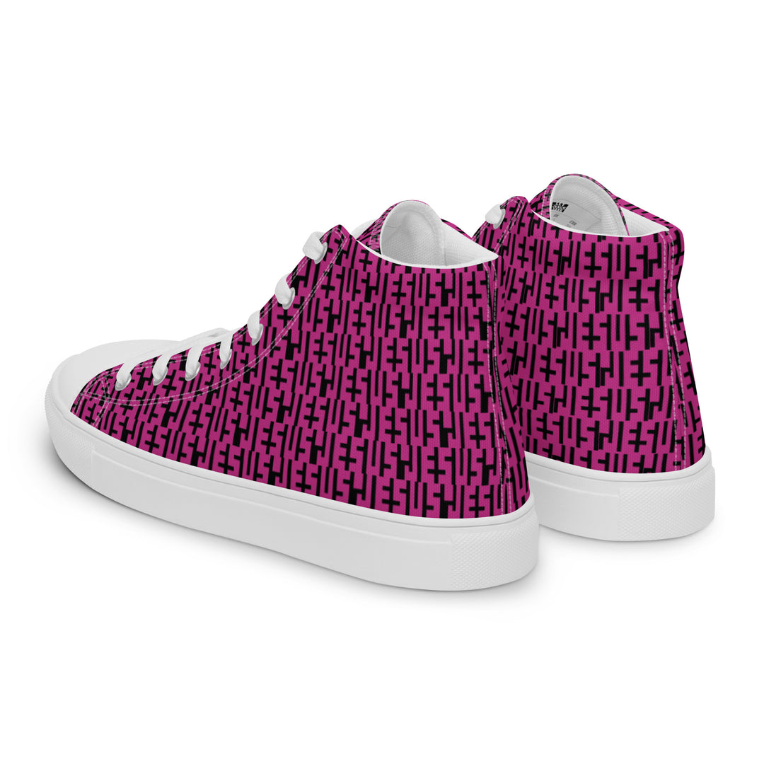 Mens JESUS High Top Canvas Shoes - Pink & Black INFINITY 1.0