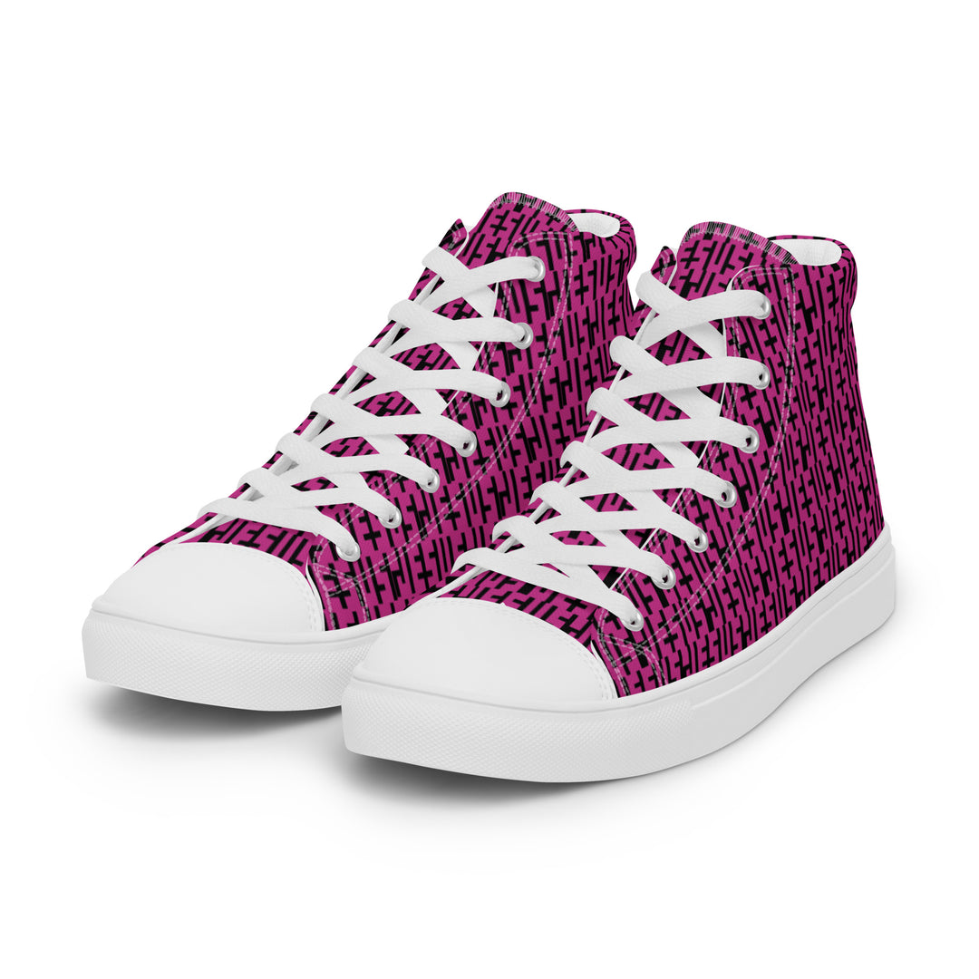 Mens JESUS High Top Canvas Shoes - Pink & Black INFINITY 1.0