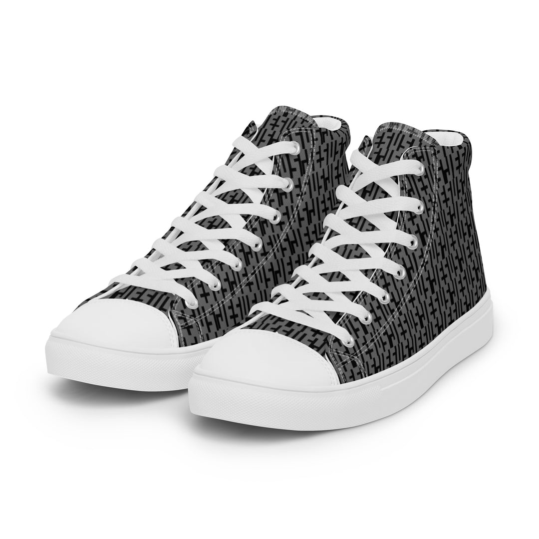 Mens JESUS High Top Canvas Shoes - Grey & Black INFINITY 1.0