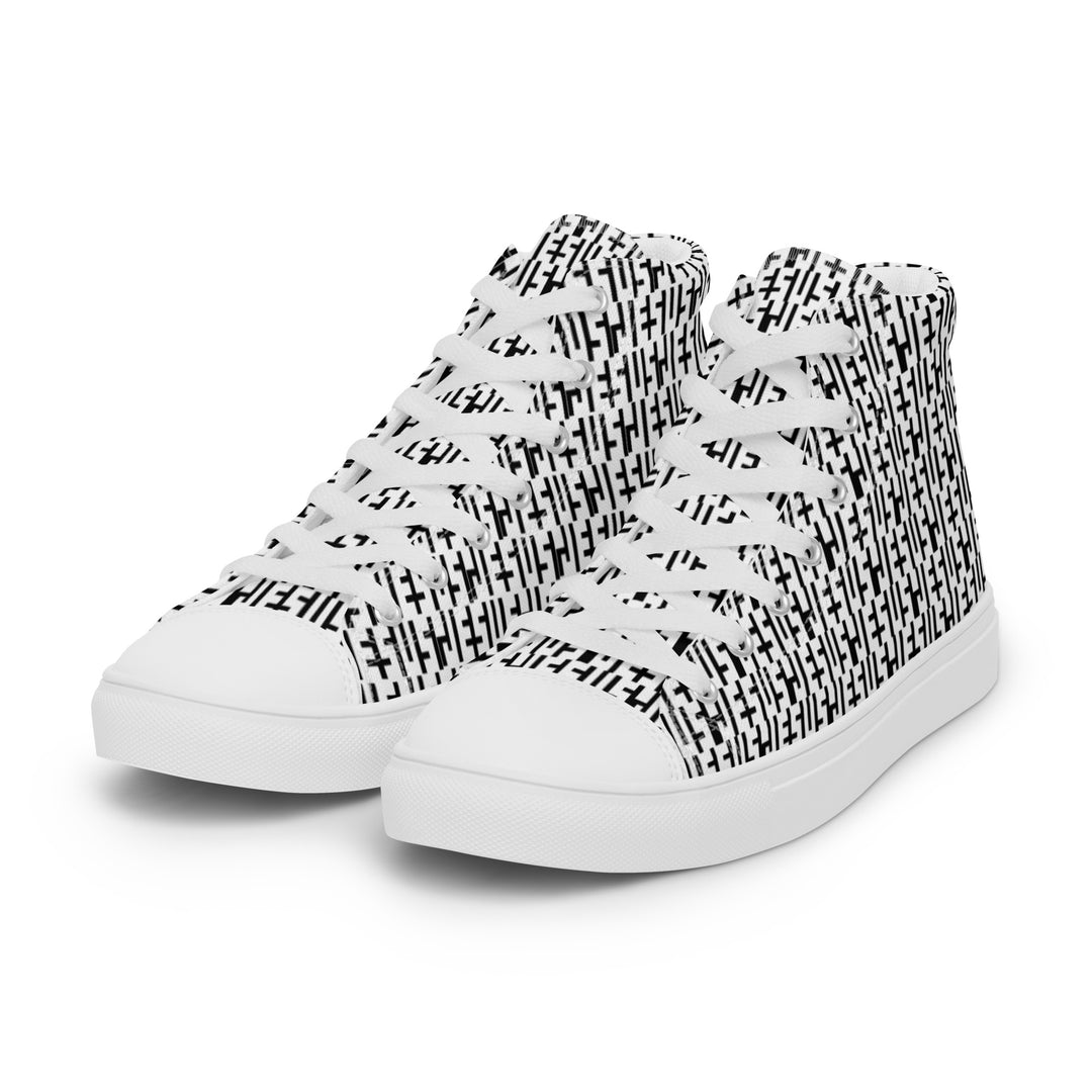 Mens JESUS High Top Canvas Shoes - White & Black INFINITY 1.0