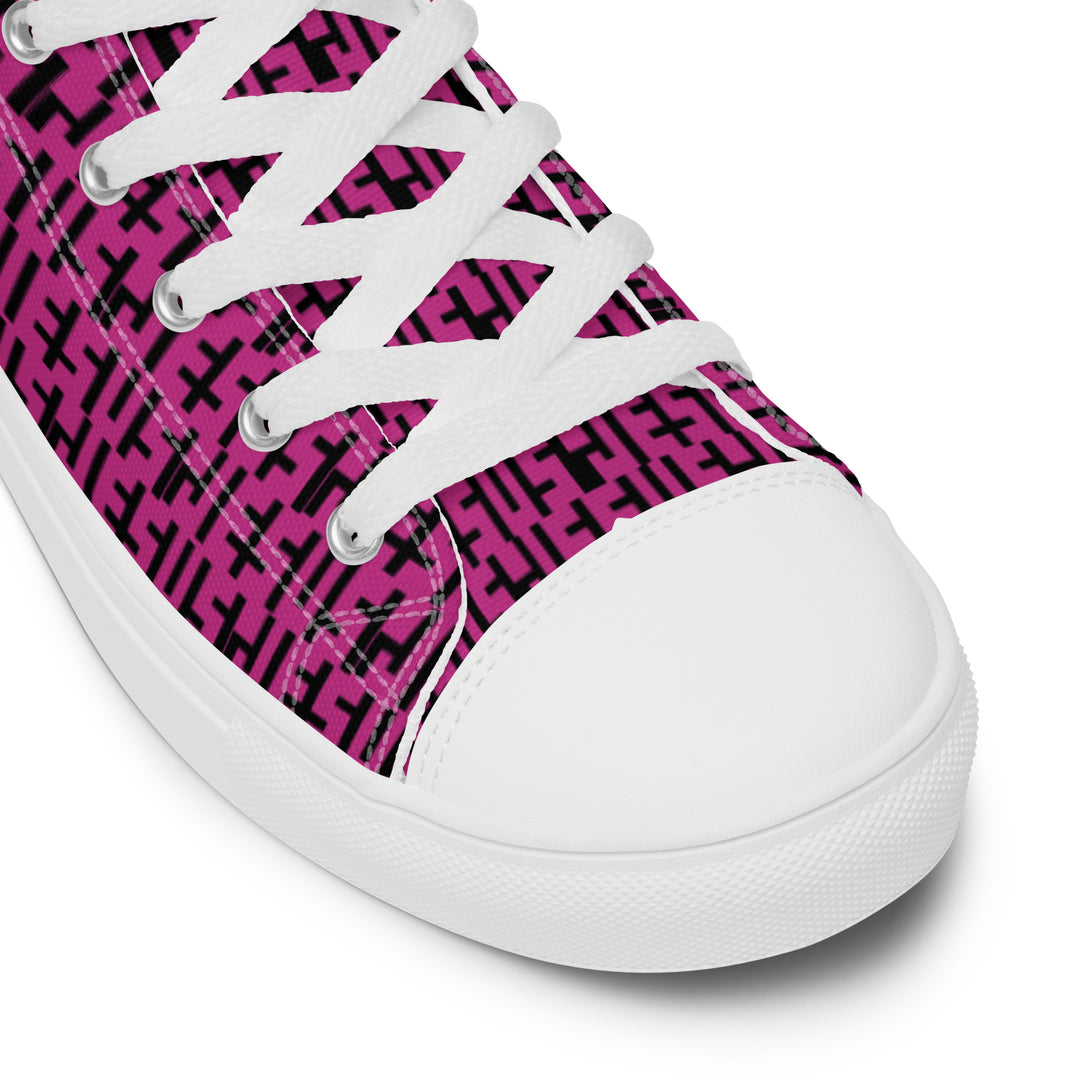 Mens JESUS High Top Canvas Shoes - Pink & Black INFINITY 1.0