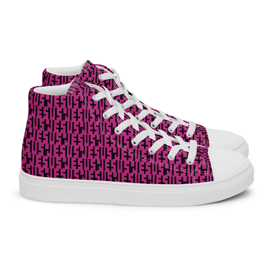 Mens JESUS High Top Canvas Shoes - Pink & Black INFINITY 1.0