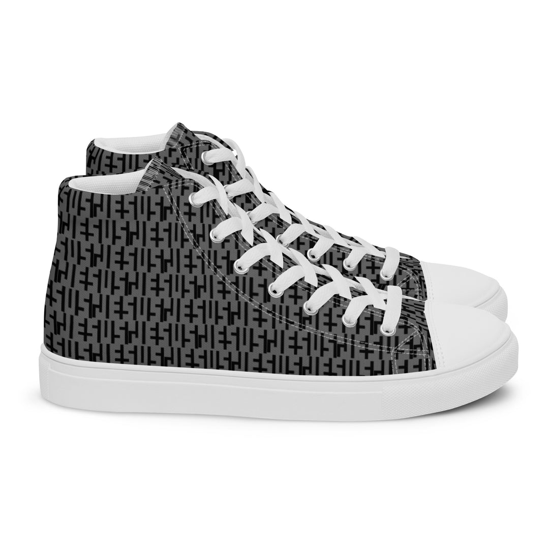 Mens JESUS High Top Canvas Shoes - Grey & Black INFINITY 1.0