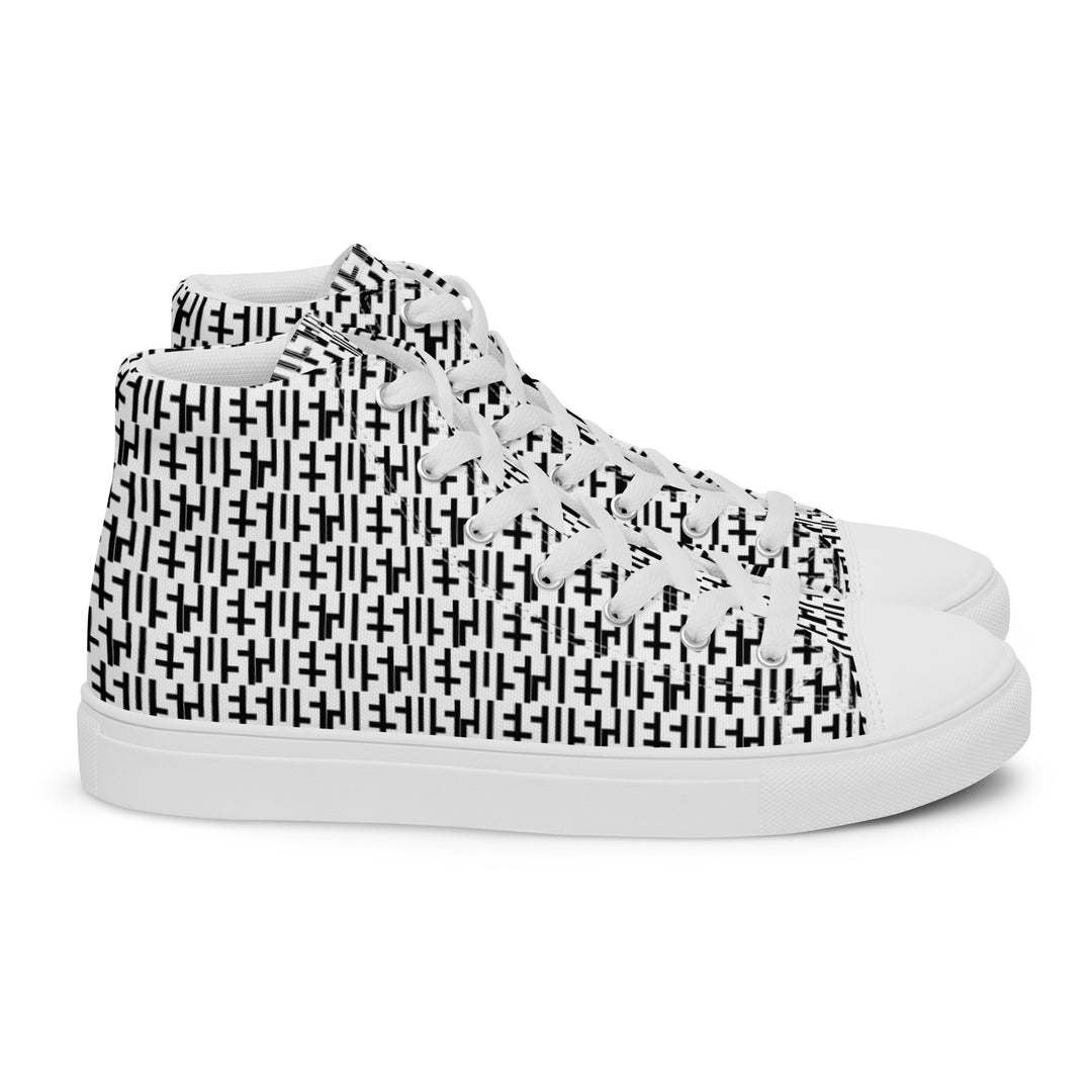 Mens JESUS High Top Canvas Shoes - White & Black INFINITY 1.0