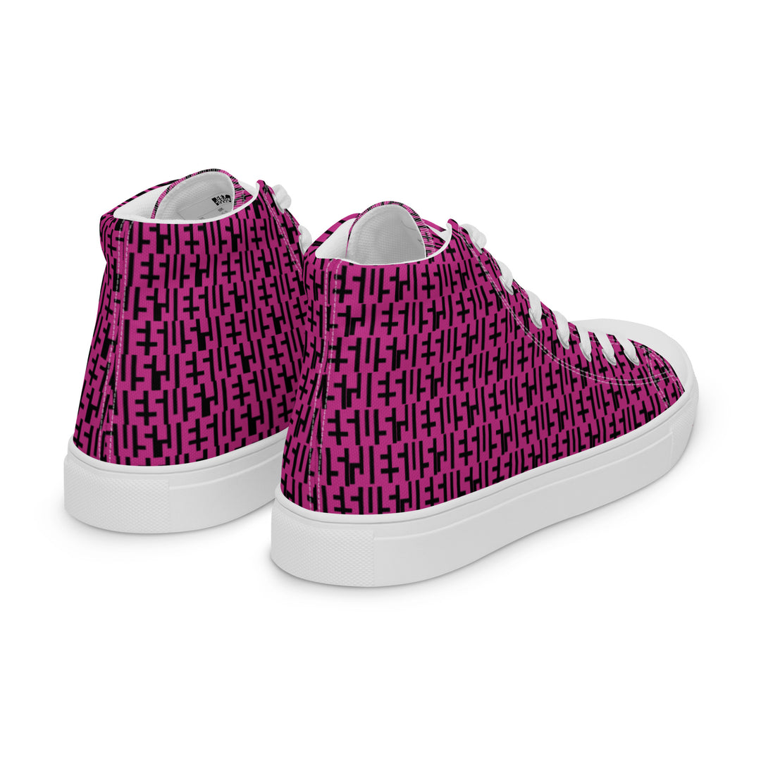 Mens JESUS High Top Canvas Shoes - Pink & Black INFINITY 1.0