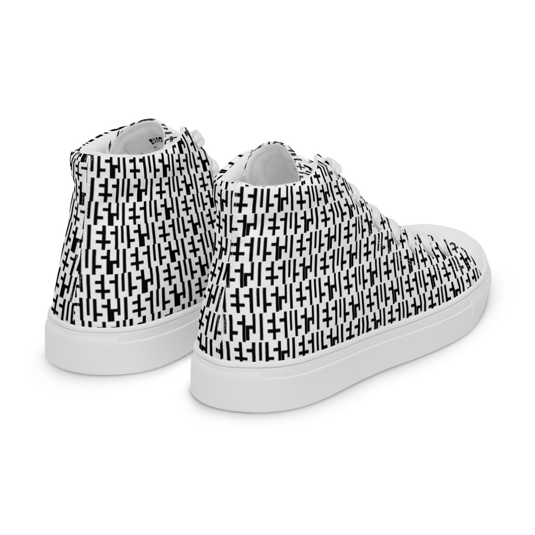 Mens JESUS High Top Canvas Shoes - White & Black INFINITY 1.0