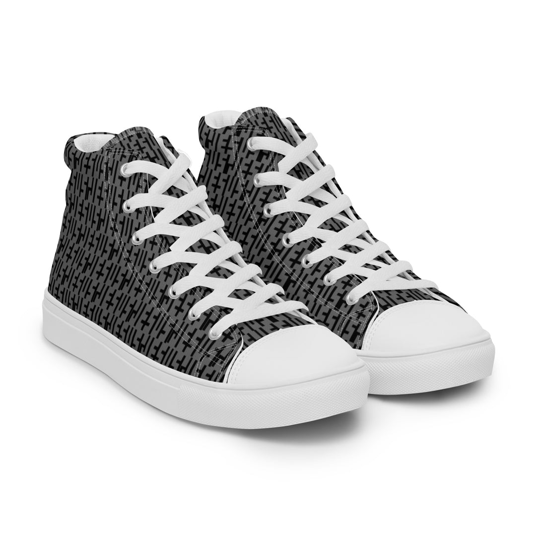 Mens JESUS High Top Canvas Shoes - Grey & Black INFINITY 1.0