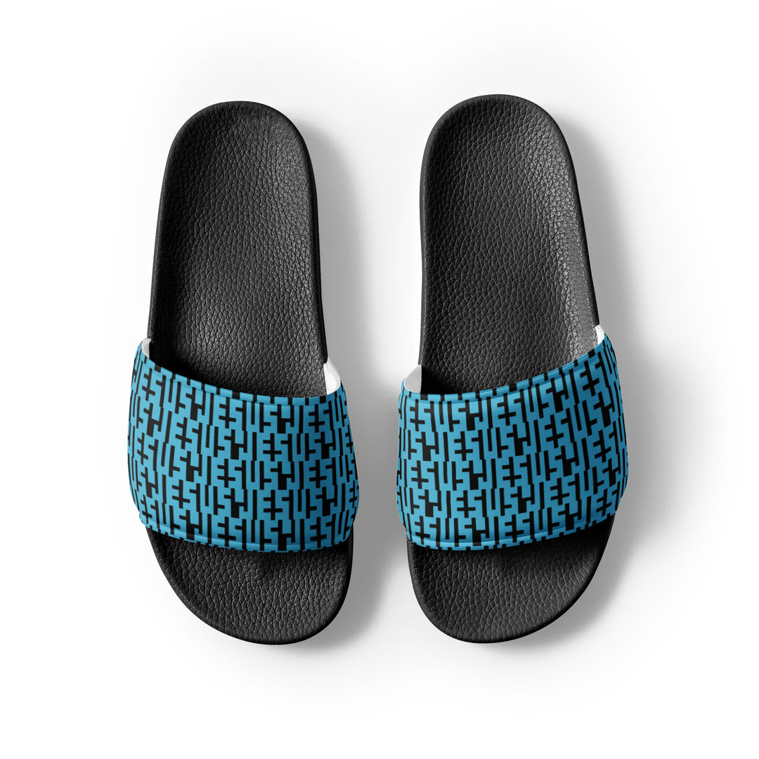 Mens JESUS Slides - Blue & Black INFINITY 1.0