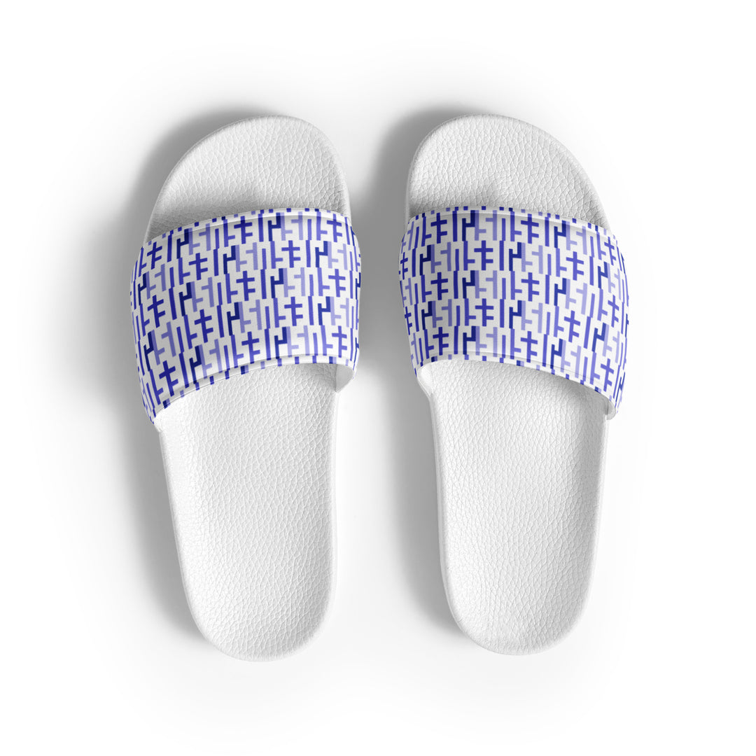 Mens JESUS Slides - White & Purple INFINITY 1.0