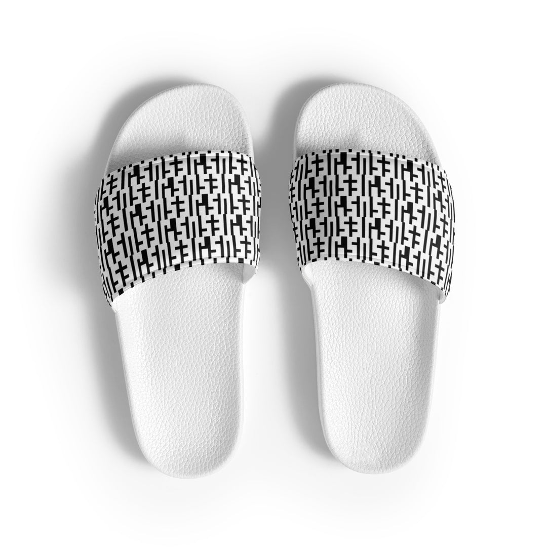 Mens JESUS Slides - White & Black INFINITY 1.0