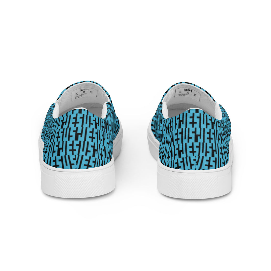 Mens JESUS Slip On Canvas Shoes - Blue & Black INFINITY 1.0