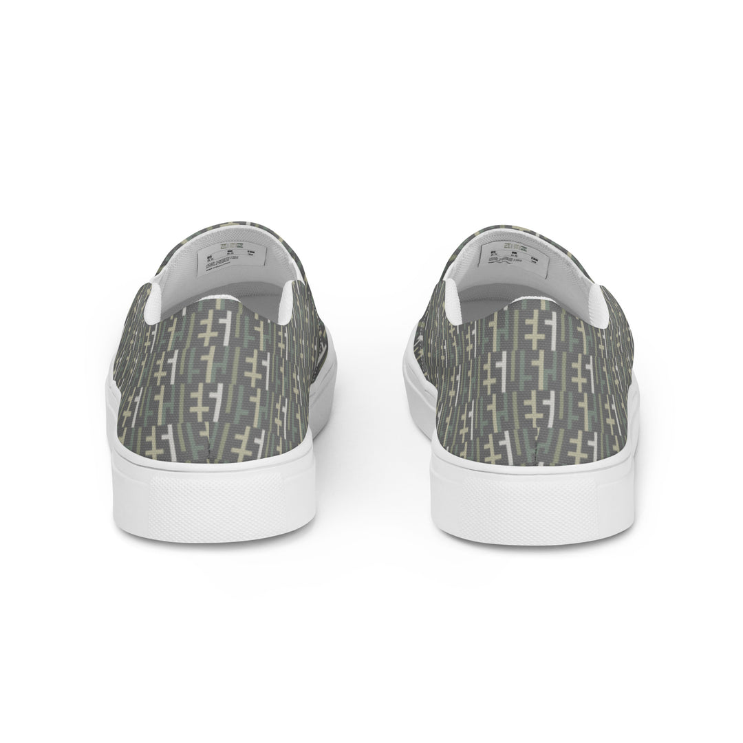 Mens JESUS Slip On Canvas Shoes - Grey Camo INFINITY 1.0