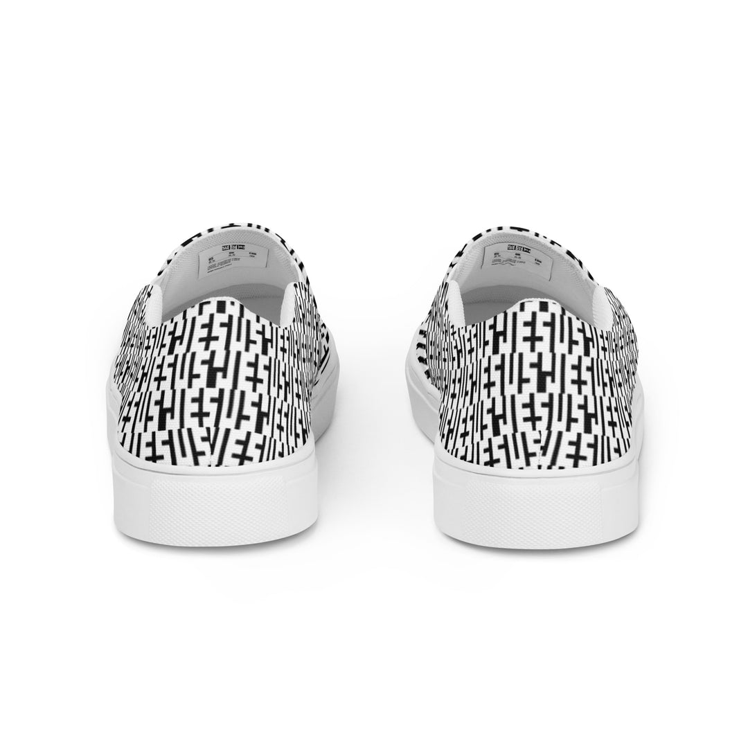 Mens JESUS Slip On Canvas Shoes - White & Black INFINITY 1.0