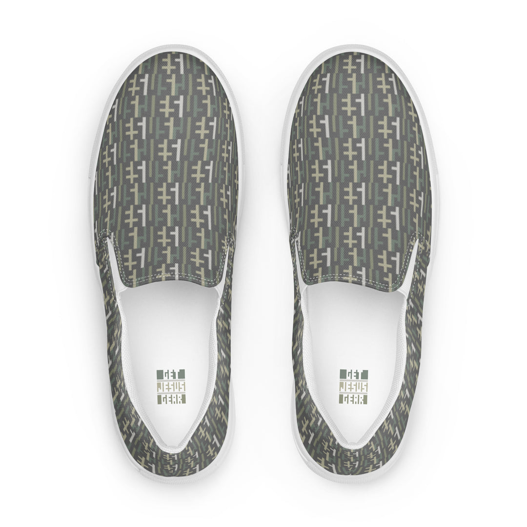 Mens JESUS Slip On Canvas Shoes - Grey Camo INFINITY 1.0