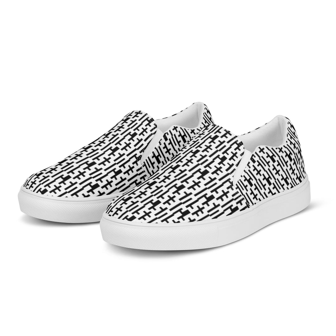 Mens JESUS Slip On Canvas Shoes - White & Black INFINITY 1.0