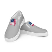 Mens Cross & Stripes Slip-On Canvas Shoes - Silver
