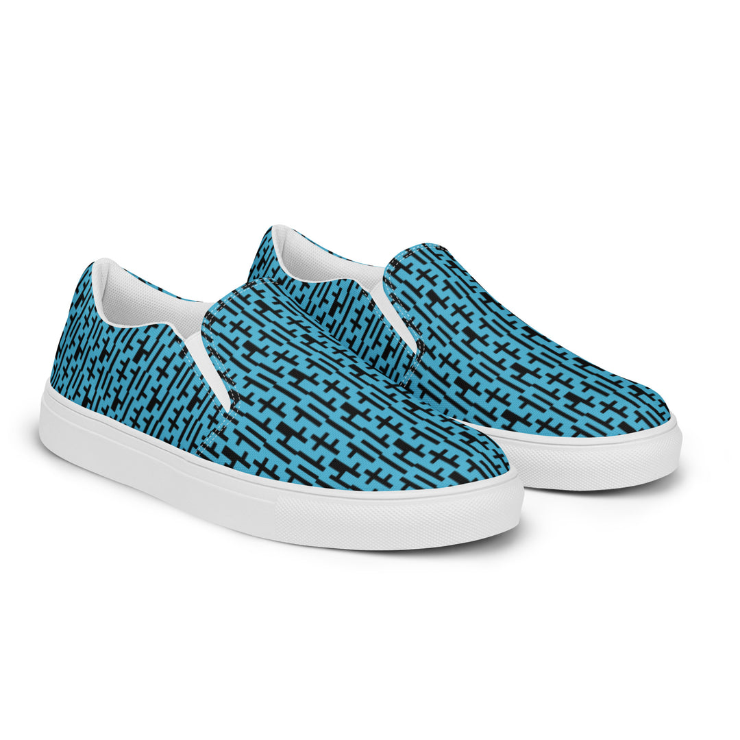 Mens JESUS Slip On Canvas Shoes - Blue & Black INFINITY 1.0