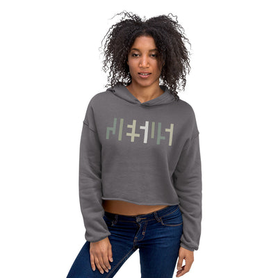 JESU5 Negative Space | Women's Cropped Hoodie | Storm Grey with Camo Print | Get Bold Gear | Coolest CHRISTlAN Clothing on the Planet