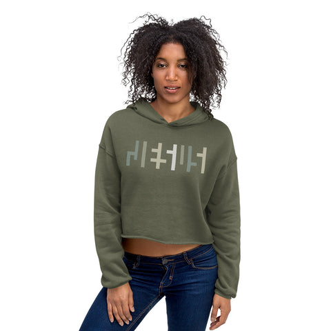 JESU5 Negative Space | Women's Cropped Hoodie | Military Green with Camo Print | Get Bold Gear | Coolest CHRISTlAN Clothing on the Planet